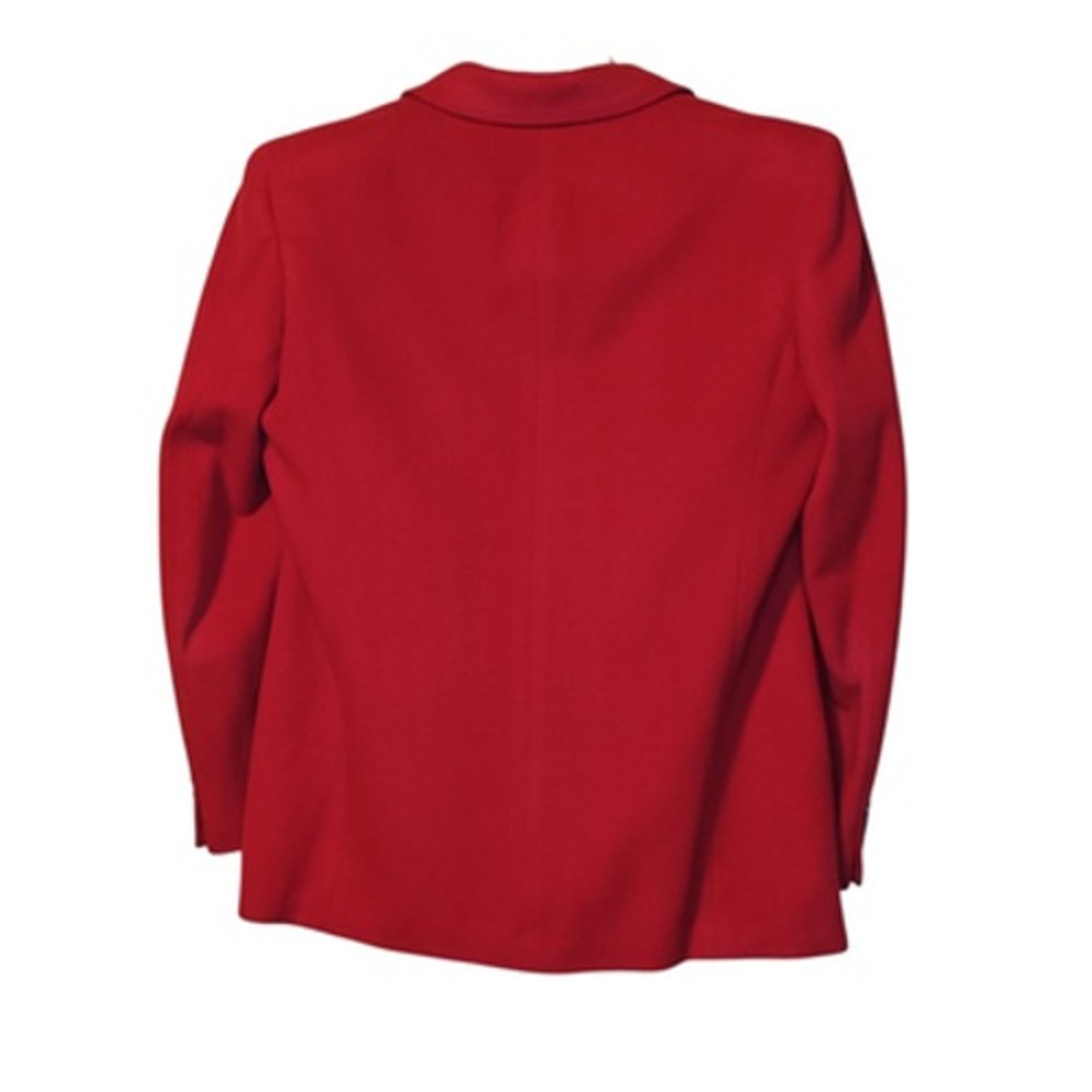 Vintage Norm Thompson Blazer Womens 12 Red Cashmere Shoulder Pads USA Made 80s - Picture 2 of 14